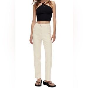 Aritzia Wilfred Melina Ivory High Waisted Straight Leg Jeans